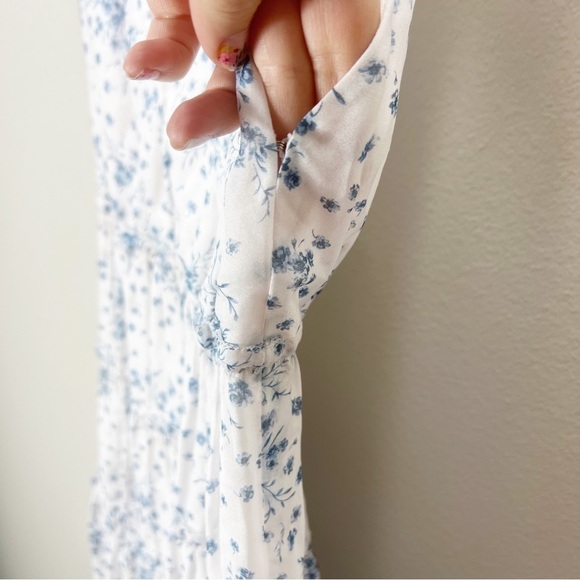 CAMI NYC Egle Dress Denim Flower Low Cut  White Floral Silk Revolve Small S - Picture 8 of 11